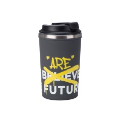 Герметичная термокружка на присоске Kick, 350 мл, серый (уф печать круговая)