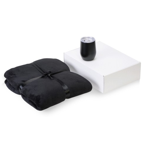Подарочный набор Dreamy hygge 2.0 с пледом и термокружкой, черный