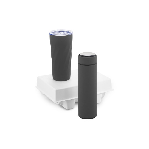 Подарочный набор FAMILY с термосом и термокружкой, серый