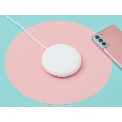 Беспроводное зарядное устройство со встроенным кабелем 2-в-1 Disc, белый