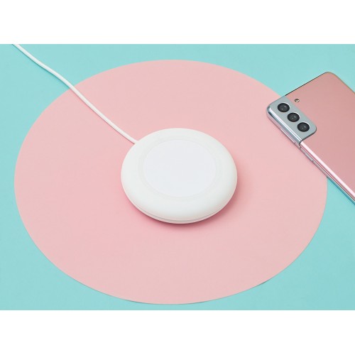 Беспроводное зарядное устройство со встроенным кабелем 2-в-1 Disc, белый