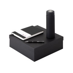 Подарочный набор с блокнотом С3, металлической ручкой и термосом, черный