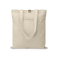 Сумка Clip из хлопка 340 г/м2 с застежкой из экокожи, натуральный