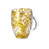 Кружка с двойными стенками с блестками, 360 мл, золотистый Кружка с двойными стенками с блестками, 360 мл, золотистый