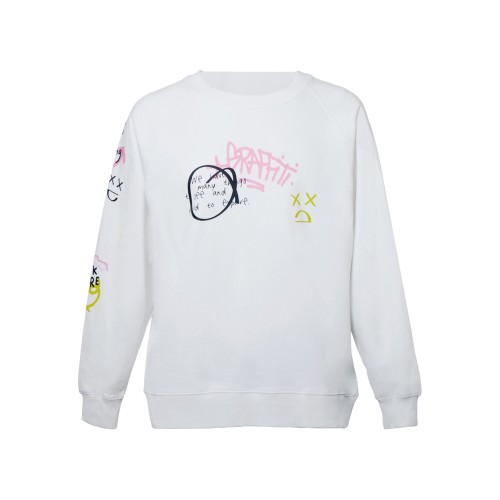 Свитшот оверсайз с рукавом реглан Belgrade, унисекс, белый, ДТФ текстиль