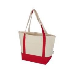 Sam эко- сумка из переработанного хлопка, сертифицированного согласно GRS, плотностью 320 г/м² - Красный / Натуральный