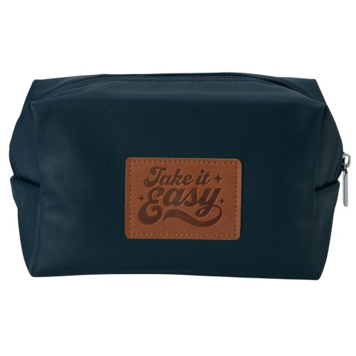 Косметичка из эко-кожи Enio, темно-синий (патчи)