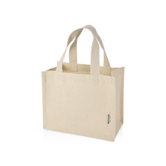 Мини эко-сумка Odessa с клинчиком, изготовленная из переработанного хлопка, сертифицированного согласно GRS, плотностью 220 г/м², объемом 9 л - Натуральный