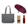 Подарочный набор с зонтом и термобутылкой в шопере, бордовый