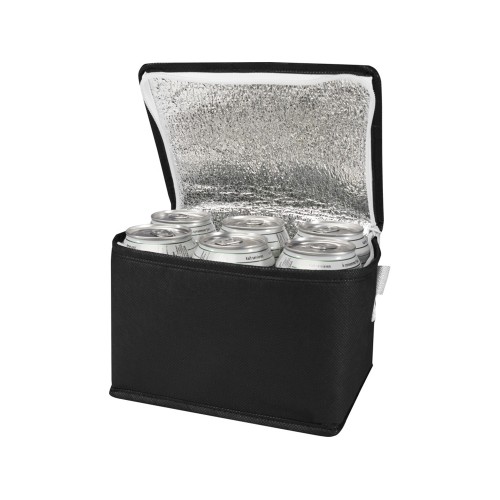 Spectrum нетканая сумка-холодильник, 4 л, на 6 банок, из переработанных материалов, сплошной черный