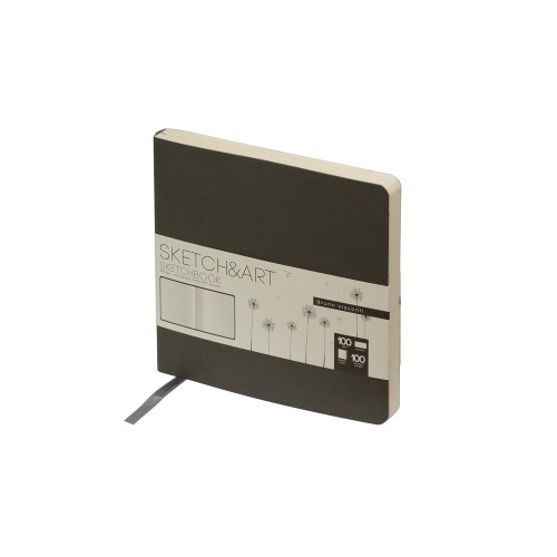Скетчбук Sketch & Art в мягком переплете 145х145 мм, 100 л. бежевой бумаги 100 гр., серый