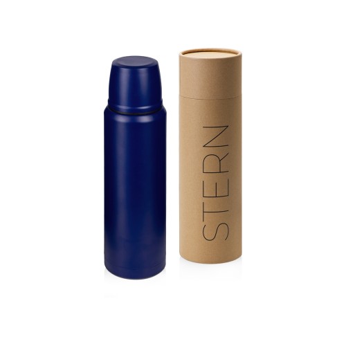 Термос с чашей и двойными медными стенками Stern, 1 л, темно-синий