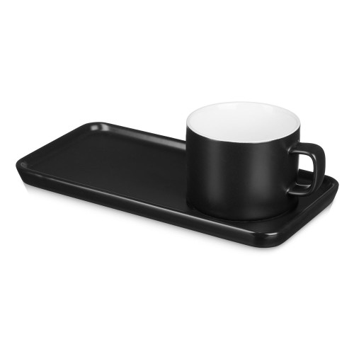Чайная пара Bristol: блюдце прямоугольное, чашка, коробка, черный