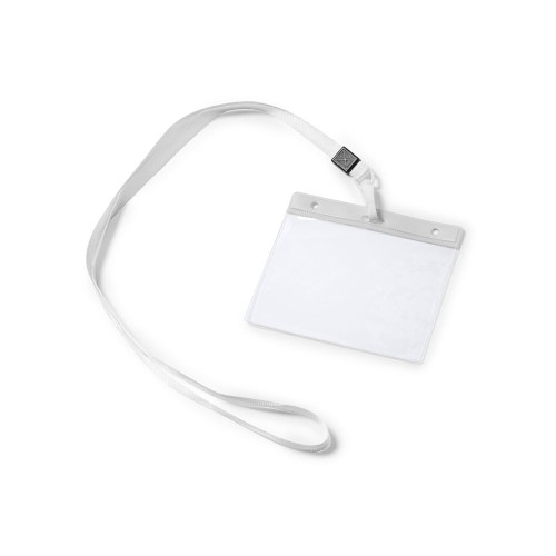 Ланъярд с карабином и бейджем POMEL, белый