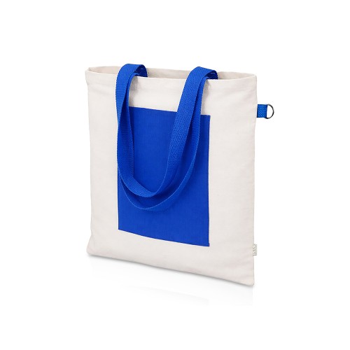 Сумка для покупокTopiс из переработанных материалов с наружным цветным карманом, синий