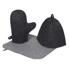 Банный набор из шапки, рукавицы и коврика Calm, серый