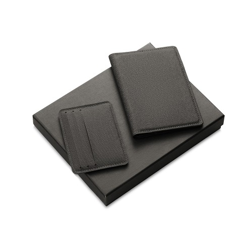 Подарочный набор Consul: обложка для паспорта и картхолдер, серый