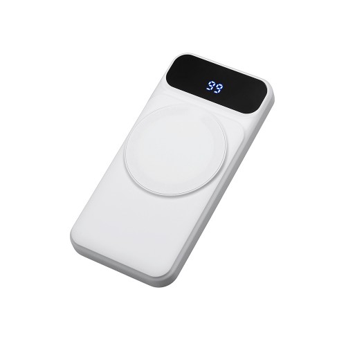 Магнитный беспроводной внешний аккумулятор со встроенными кабелями Мэни,быстаря зарядка, 10000 мАч, белый