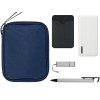 Подарочный набор с флешкой, повербанком и ручкой, темно-синий/серебристый Подарочный набор с флешкой, повербанком и ручкой, темно-синий/серебристый