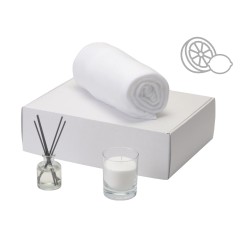 Подарочный набор White light 2.0 с пледом, диффузором, насыпной свечой