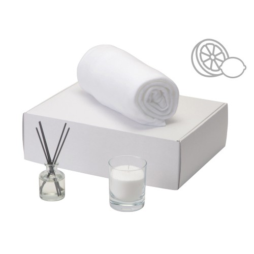 Подарочный набор White light 2.0 с пледом, диффузором, насыпной свечой