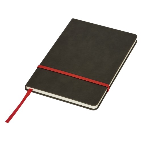 Блокнот Color линованный А5 в твердой обложке с резинкой, серый/красный