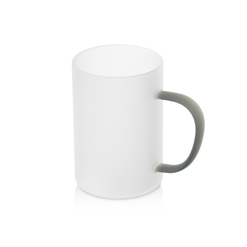 Стеклянная матовая кружка Акцент с цветной ручкой для сублимации, черный