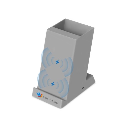 Беспроводная зарядка-подставка с подсветкой Glow box, серый (Р)