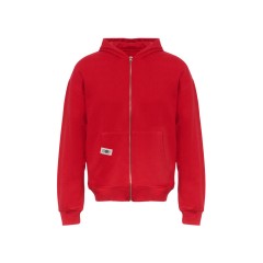 Толстовка оверсайз с капюшоном на молнии Monaco, красный, лейбл, бренд тайп и термотрансфер