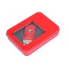 Металлическая коробочка G04 красного цвета с прозрачным окошком