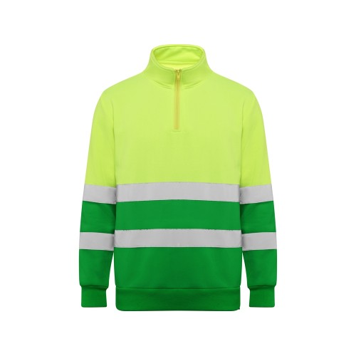 Свитшот ворот на молнии Spica, садовый зеленый/неоновый желтый