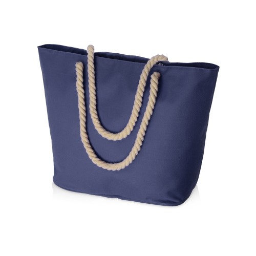 Сумка Seaside для шопинга и пляжа с широким дном, темно-сиий