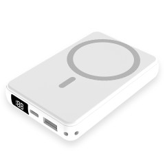 Магнитный внешний аккумулятор Quantum с беспроводной зарядкой (15W), 10000 Mah, белый