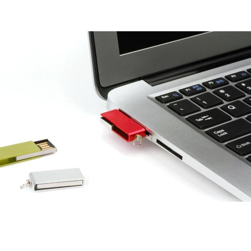 Флешка Slim, металл, красная