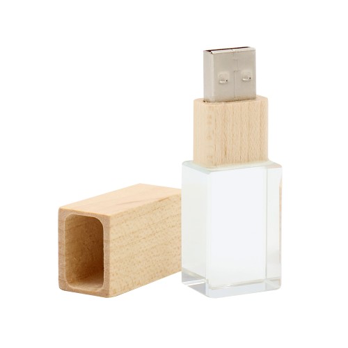 Флешка Кристал Bamboo в футляре, светло-коричневый