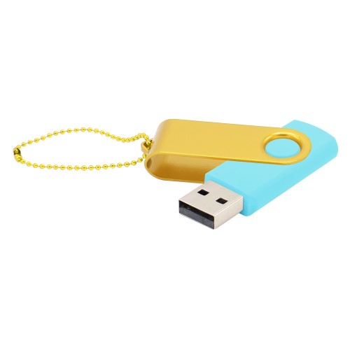 Флешка Designer To Go 2.0 USB, бирюзовый/желтый