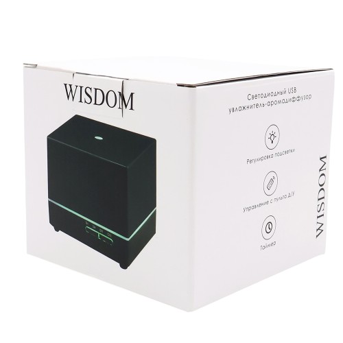 Светодиодный увлажнитель Wisdom с подсветкой гравировки, черный