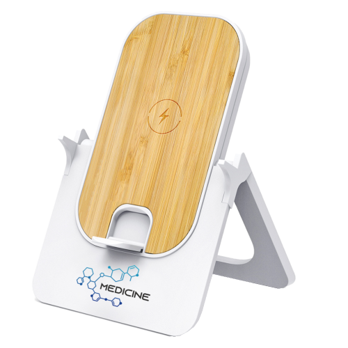 Беспроводное зарядное устройство Bambooco 15W, белый с бамбуковым