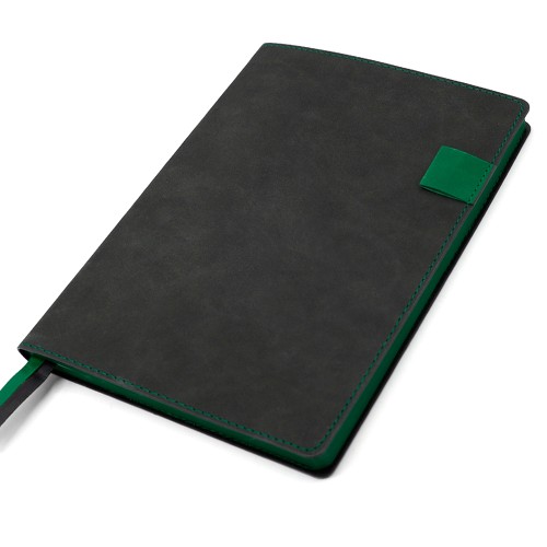 Ежедневник A5 недатированный Efemero в мягком переплёте, черный/тёмно-зеленый