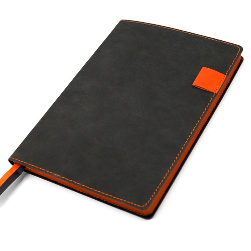 Ежедневник A5 недатированный Efemero в мягком переплёте, черно-оранжевый