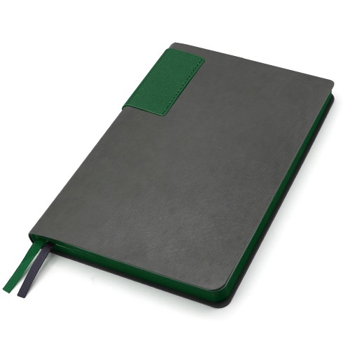 Ежедневник A5 недатированный Molfetta в мягком переплёте, серый/тёмно-зеленый