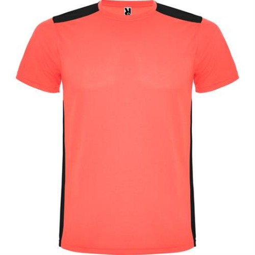 Спортивная футболка DETROIT мужская, КОРАЛЛОВЫЙ ФЛУОРЕСЦЕНТНЫЙ/ЧЕРНЫЙ XL