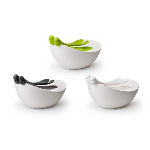 САЛАТНИЦА С ЛОЖКАМИ SPARROW, белая