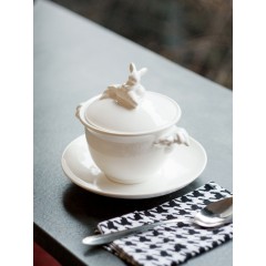 Бульонница "Кролик - Везунчик" с тарелкой, 425 мл, Белый