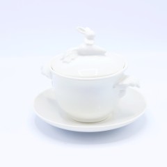 Бульонница "Кролик - Везунчик" с тарелкой, 425 мл, Белый