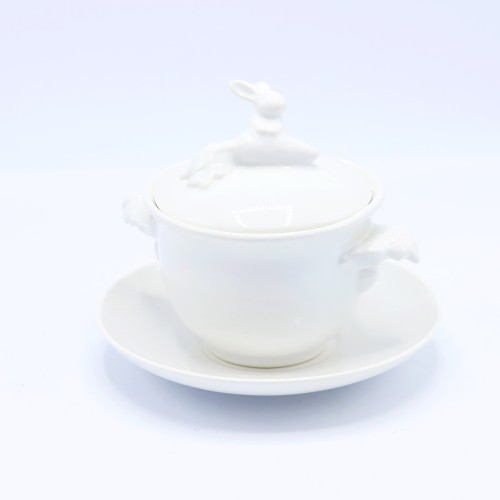 Бульонница "Кролик - Везунчик" с тарелкой, 425 мл, Белый