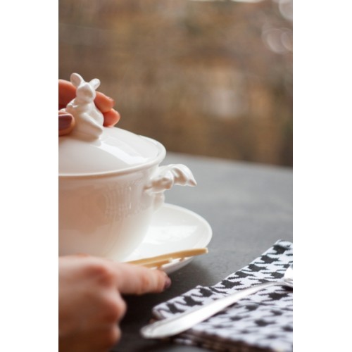 Бульонница "Кролик - Везунчик" с тарелкой, 425 мл, Белый