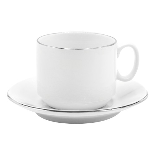 Чайная пара фарфоровая 220см³ экспресс Платиновый в коробке