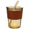 Стакан стеклянный с трубочкой и капхолдером Karamel, золотой Стакан стеклянный с трубочкой и капхолдером Karamel, золотой