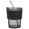 Стакан стеклянный с трубочкой и капхолдером Karamel, зелёный Стакан стеклянный с трубочкой и капхолдером Karamel, зелёный